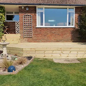 new decking in front of house