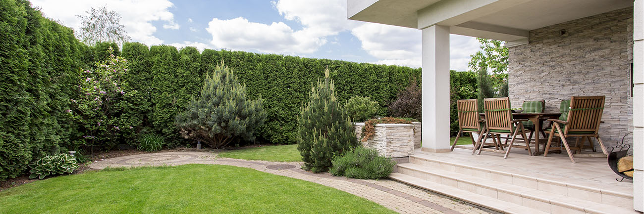 landscaped garden with patio